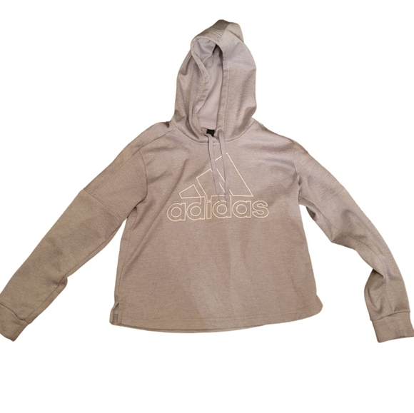 Adidas Cropped Hoodie ClimaWarm Sweatshirt Gray Women’s Size Small (8-10) - Picture 1 of 8